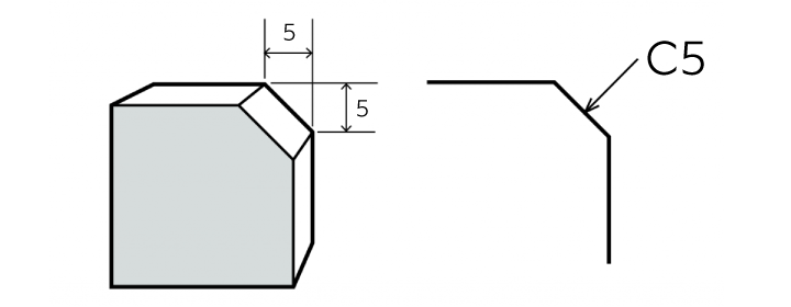 illustration of how C-Chamfers are annotated