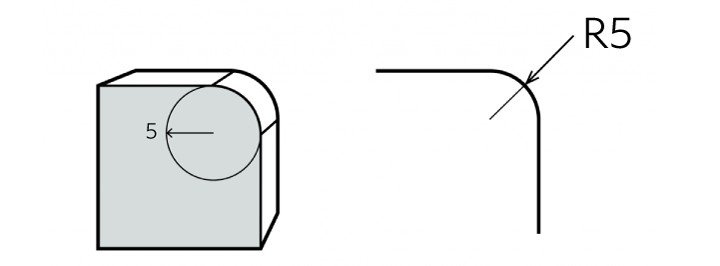 illustration of how R-Chamfers are annotated