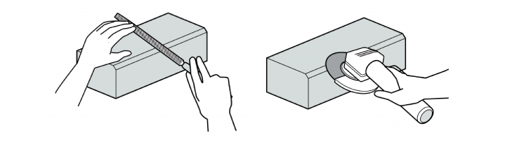 illustration of hand grinding process