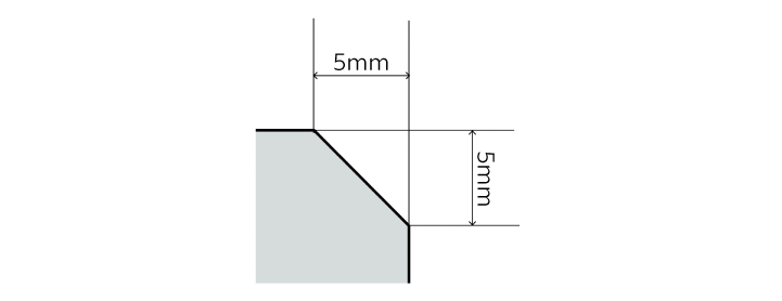 illustration showing how to measure the face-wdith of a C-Chamfer