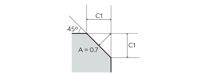 illustration showing how to measure the depth of a C-Chamfer