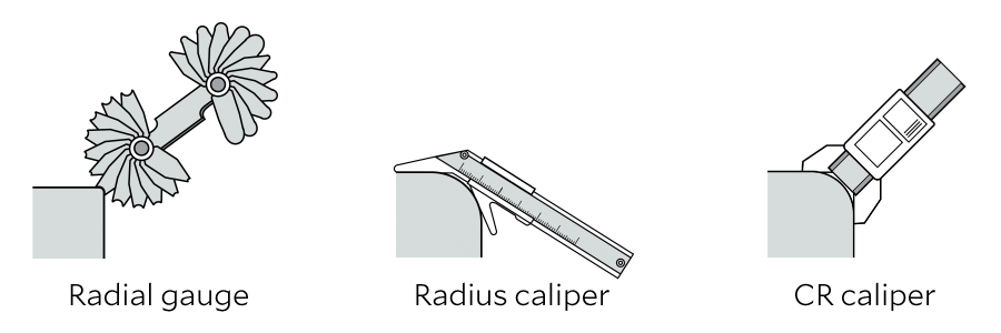 illustration of tools used to measure R-Chamfers
