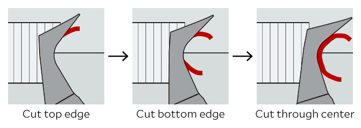 illustration of burrless chamfering cutter mechanism