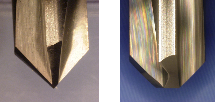 Comparison of a straight-edge chamfering cutter and the XEBEC Burrless Chamfering Cutter